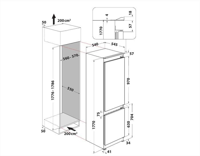 WHIRLPOOL - Frigorifero combinato WHC18 T132 Classe E 250 lt-Bianco