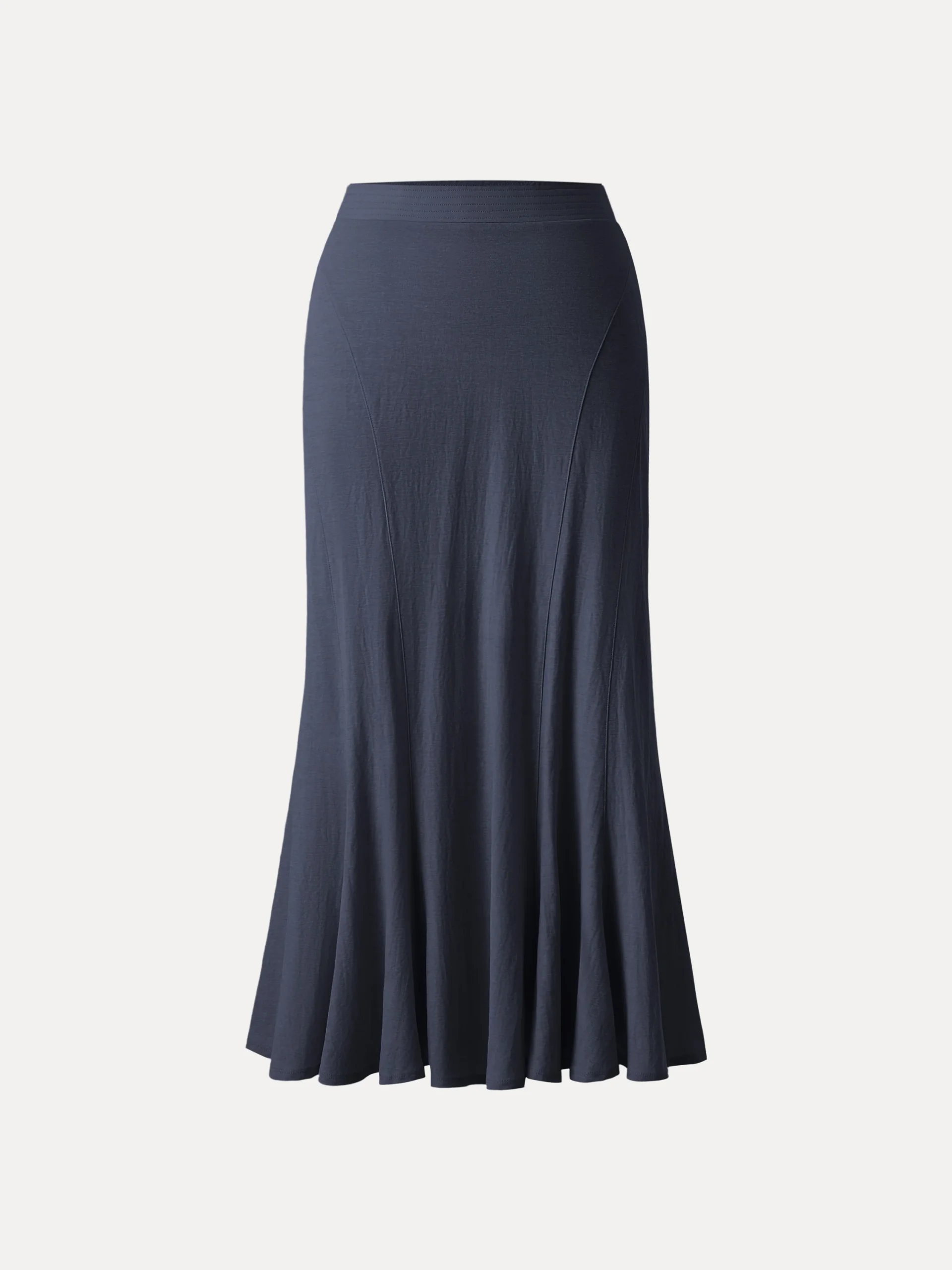 Wrinkle-free Cotton-linen Pull-on Midi Skirt