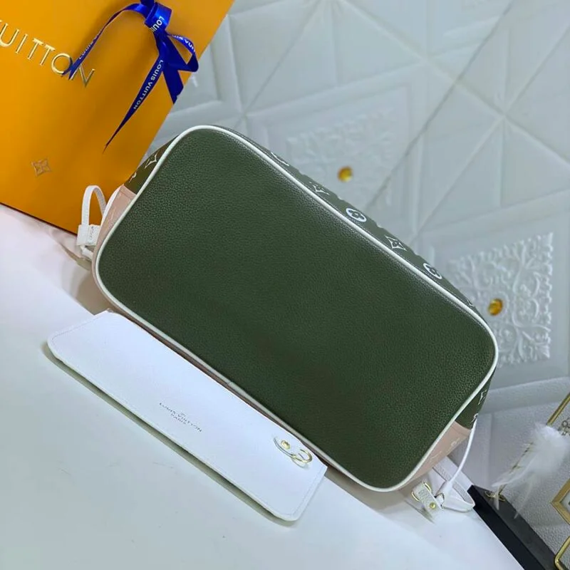 Louis Vuitton Neverfull Mm Tote Bag- Green&Beige