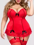 Lovehoney Plus Size Seduce Me Red Push-Up Basque Set