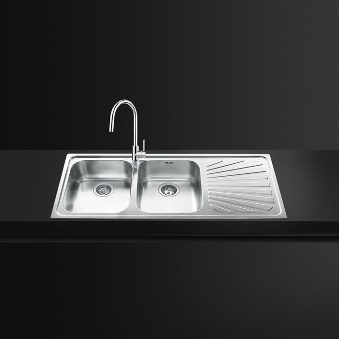 SMEG - Lavello lineare SP116D 2 vasche-Inox