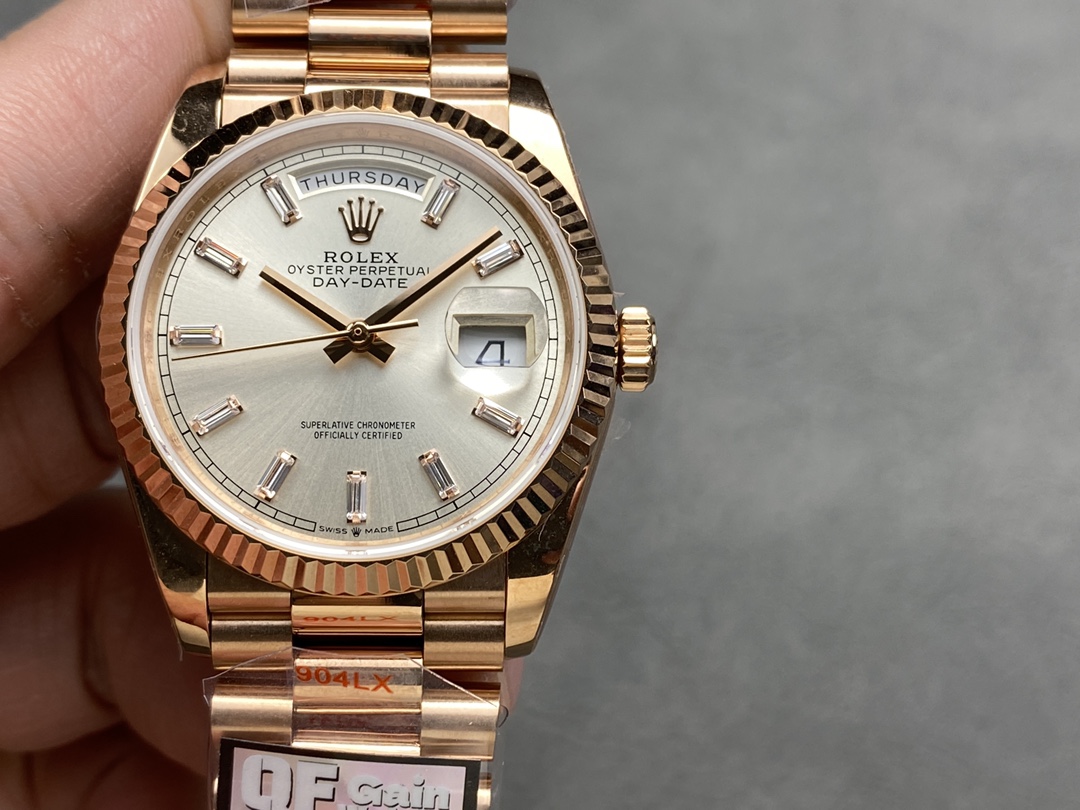 Rolex Day-Date 228235 Sundust Index Dial Fluted Bezel 40mm Mens Replica Watch