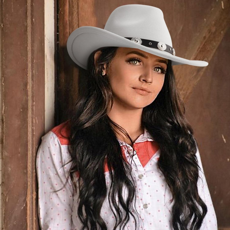Women Men Classic Felt Wide Brim Western Cowboy
