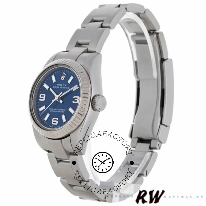 Rolex Oyster Perpetual 176234 Fluted Bezel Blue Dial 26MM Lady Replica Watch