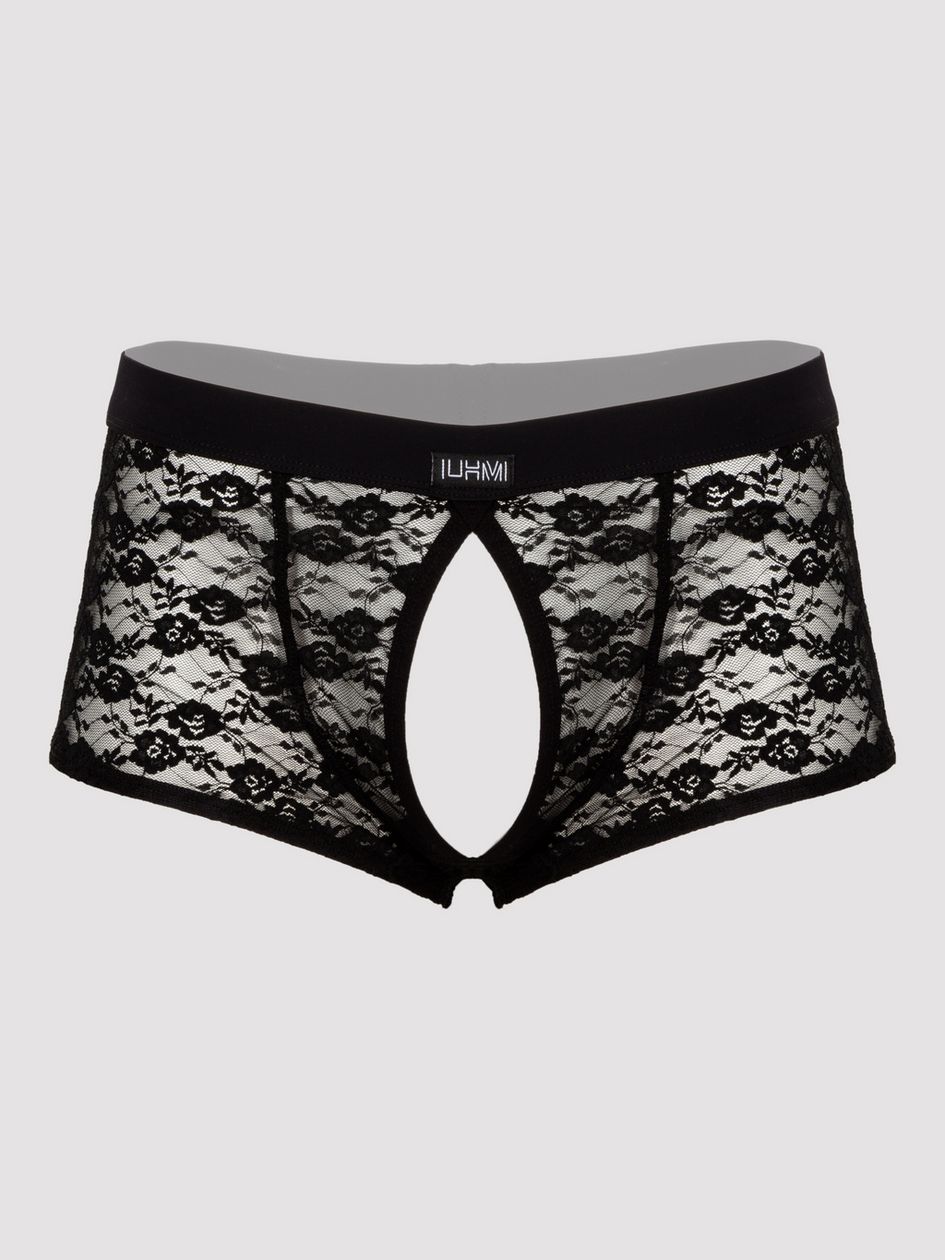 LHM Black Lace Open Front and Back Boxer Shorts