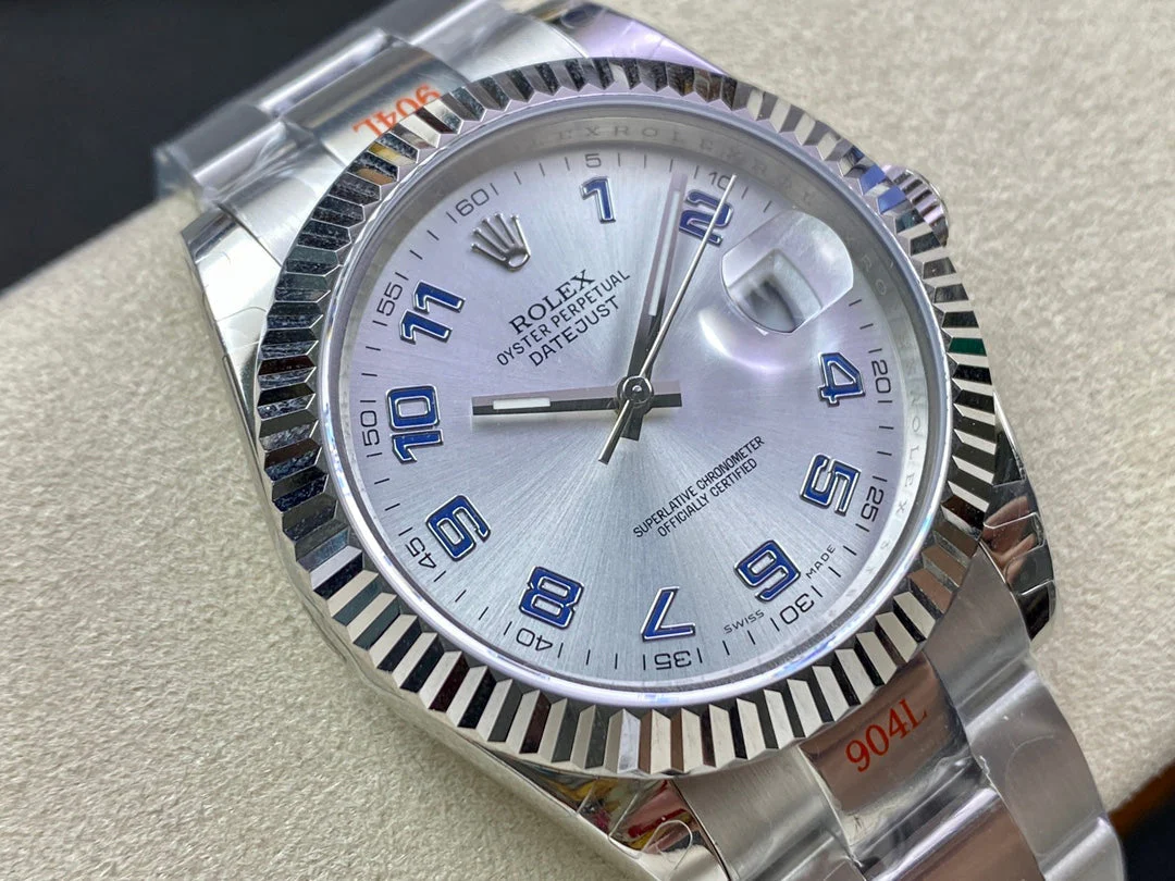DATEJUST 41 LIGHT BLUE NUMERALS SILVER CASE