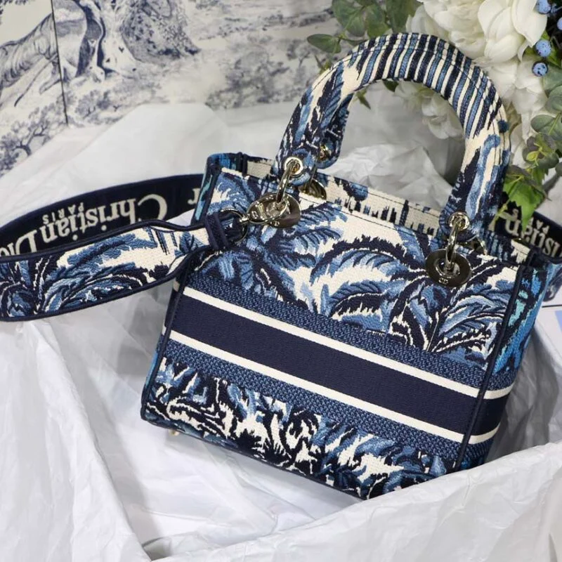 Dior Medium Lady D-Lite Bag /Embroidered Logo