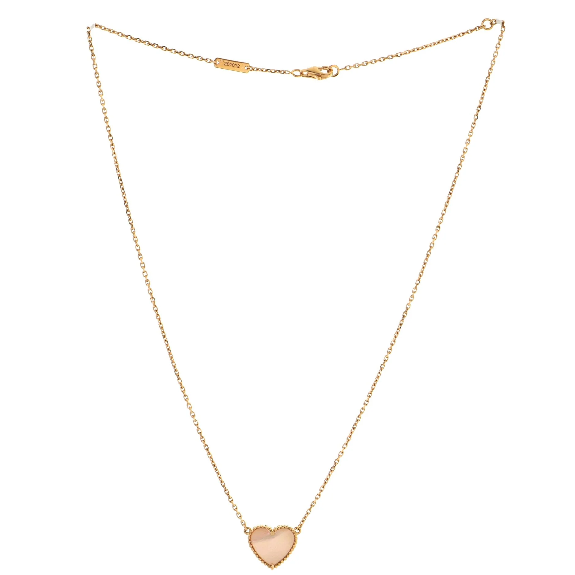 Lucky Alhambra Heart Pendant Necklace 18K Rose Gold and Mother of Pearl