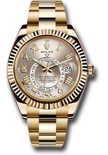 Rolex,Sky-Dweller Yellow Gold Sky-Dweller Watch - Silver Sunray Roman Dial - Gold Bracelet - 326938 s