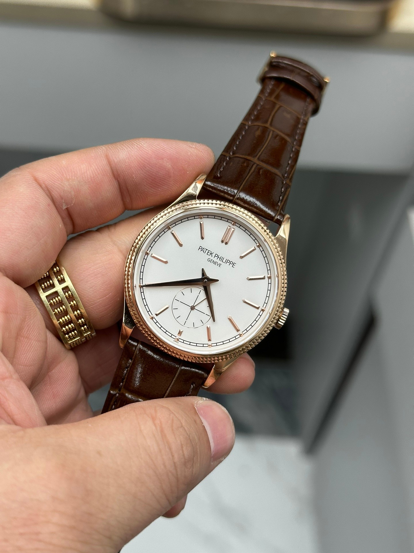 Patek Philippe Calatrava Small Seconds White Dial Leather Strap 6119R 001 Watch
