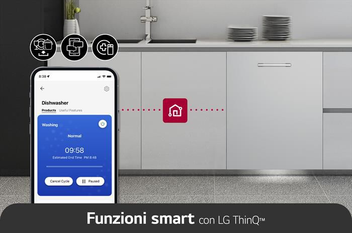 LG - Lavastoviglie QUADWASH DB365TXS Classe B 10coperti-Acciaio inossidabile