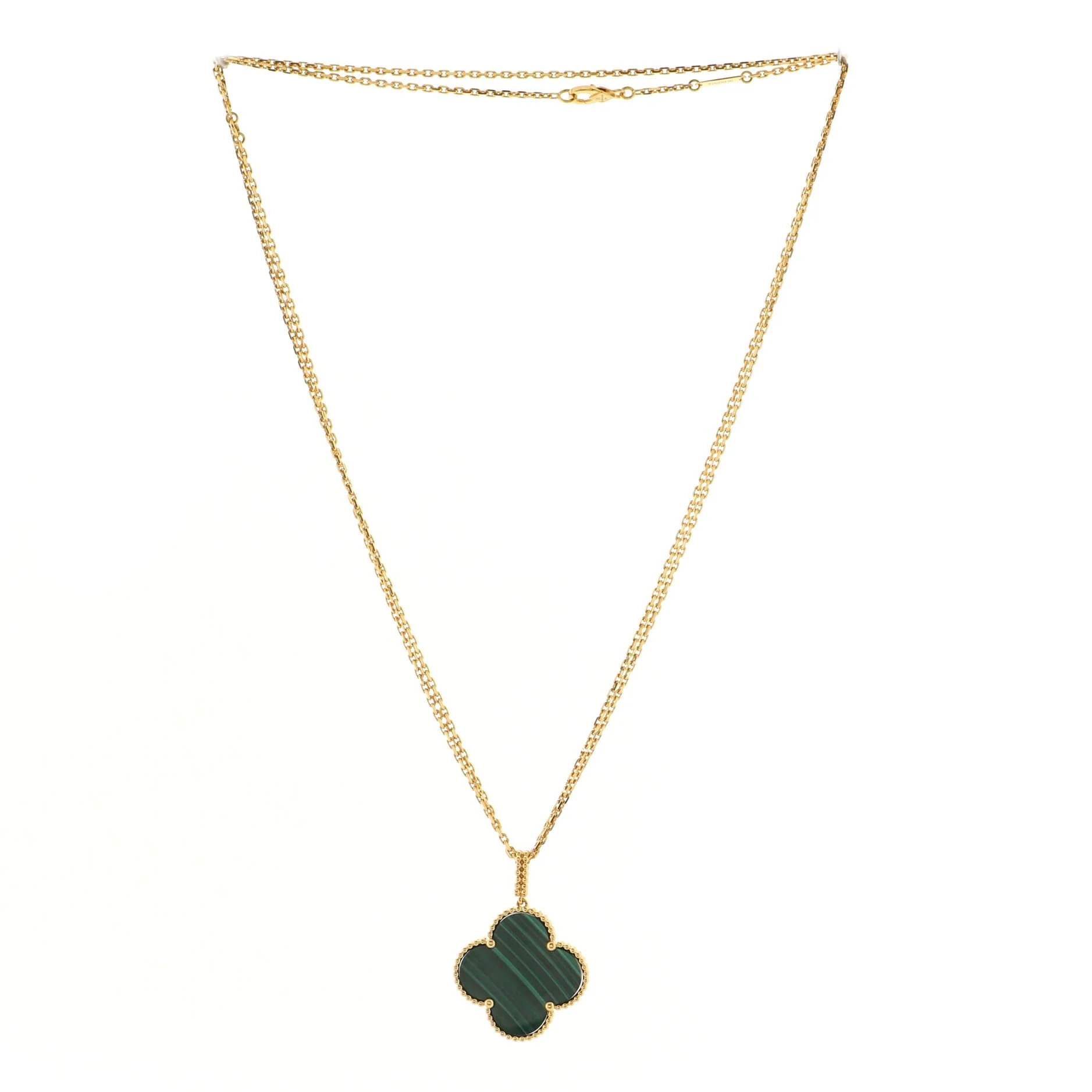 Magic Alhambra Pendant Necklace 18K Yellow Gold and Malachite