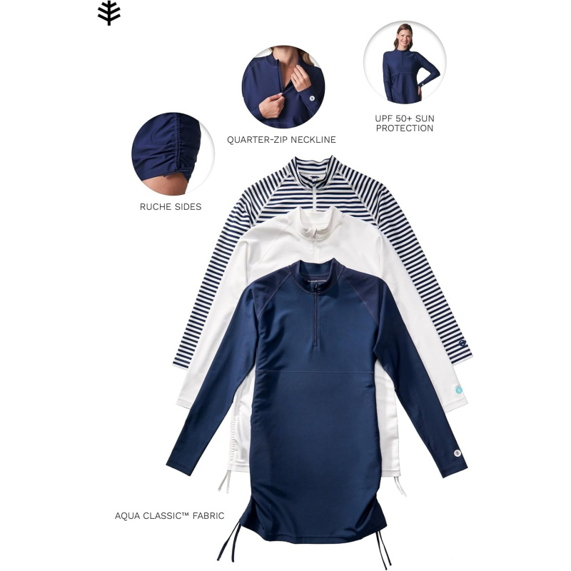 AURETOP Women's Ruche Long Sleeve Swim Shirt