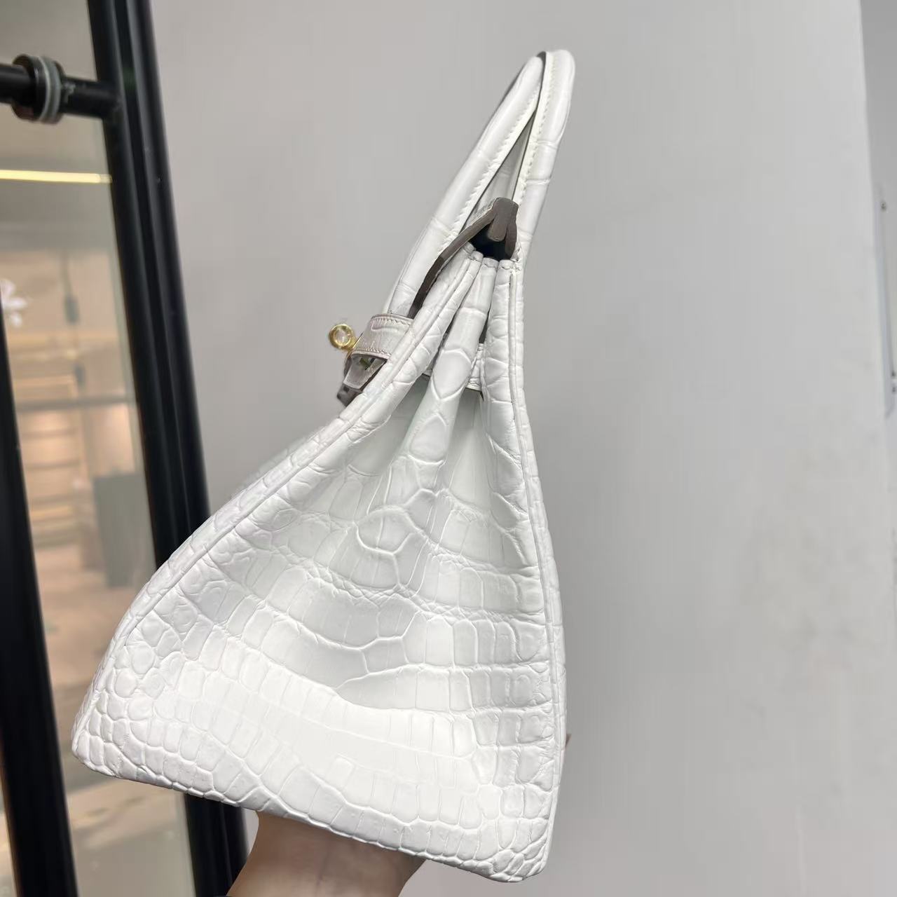 Hermes Birkin 25-30 crocodylus niloticus white