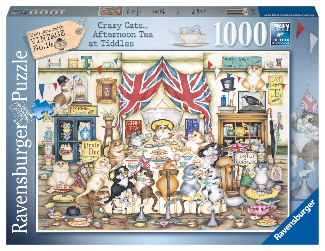 Vintage No. 14 Crazy Cats Afternoon at Tiddles 1000 Piece Puzzle