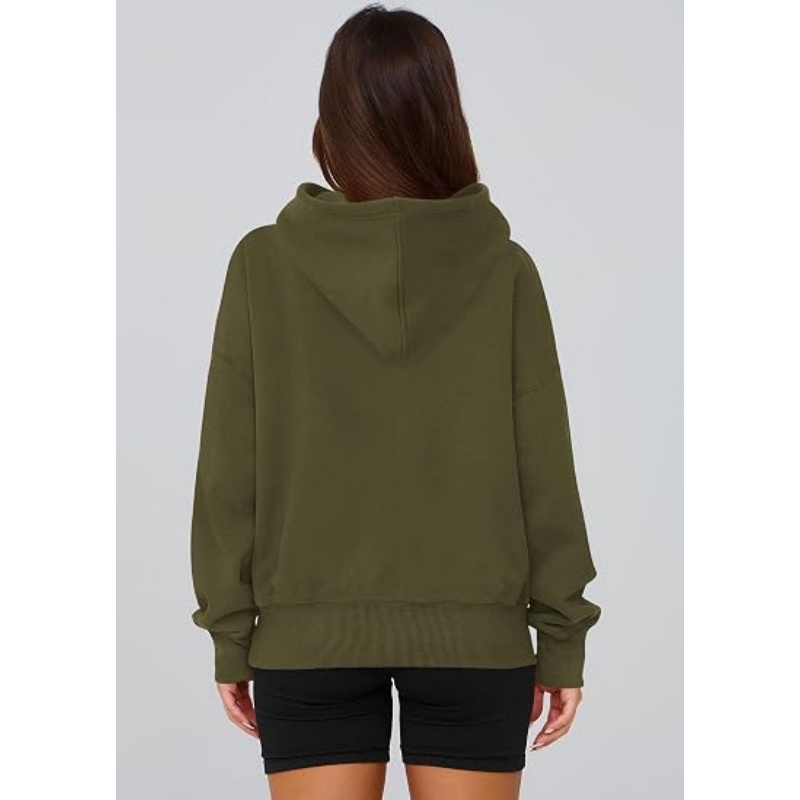 Women's Fall Half Zip Cropped Hoodie Sweatshirt, Fleece Lined Long Sleeve Pullover
