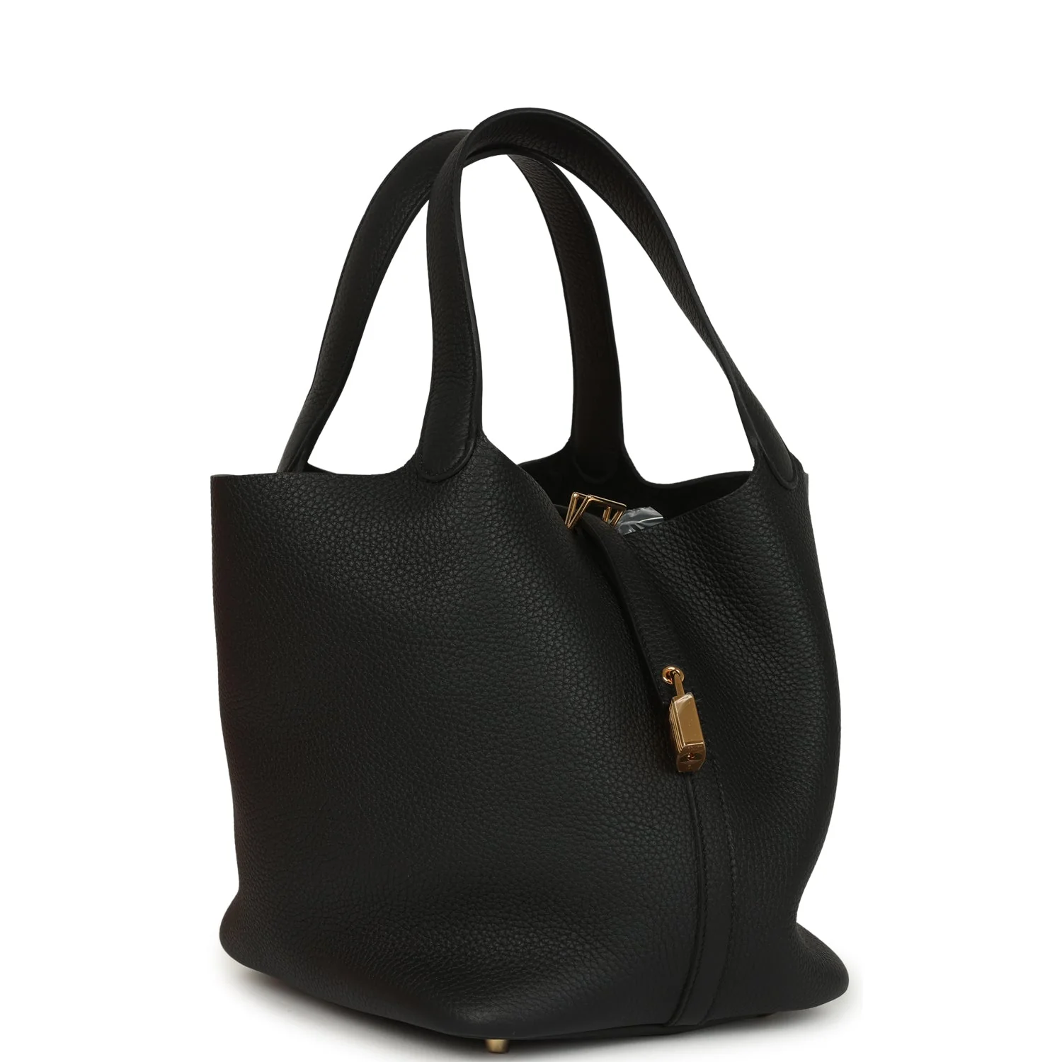 Hermes Picotin Lock 22 Black Clemence Gold Hardware