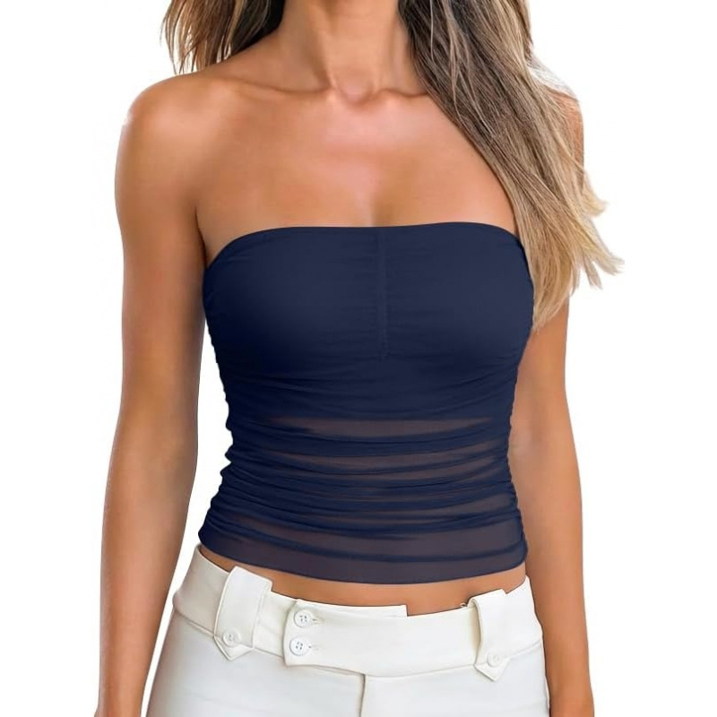 AURETOP Women's Strapless Mesh Tube Top