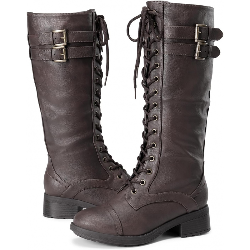 Women's Pu Knee High Riding Combat Boots