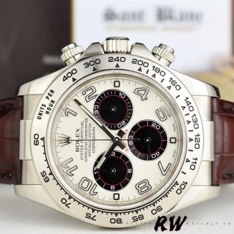 Rolex Daytona 116519 Panda Dial Chocolate Leather Strap 40mm Mens Replica Watch
