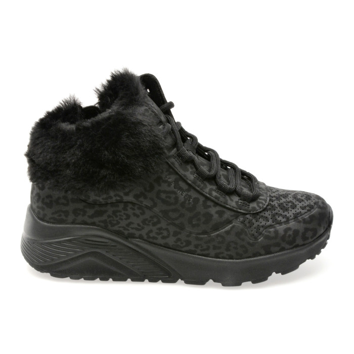 Ghete SKECHERS negre, UNO LITE, din piele ecologica