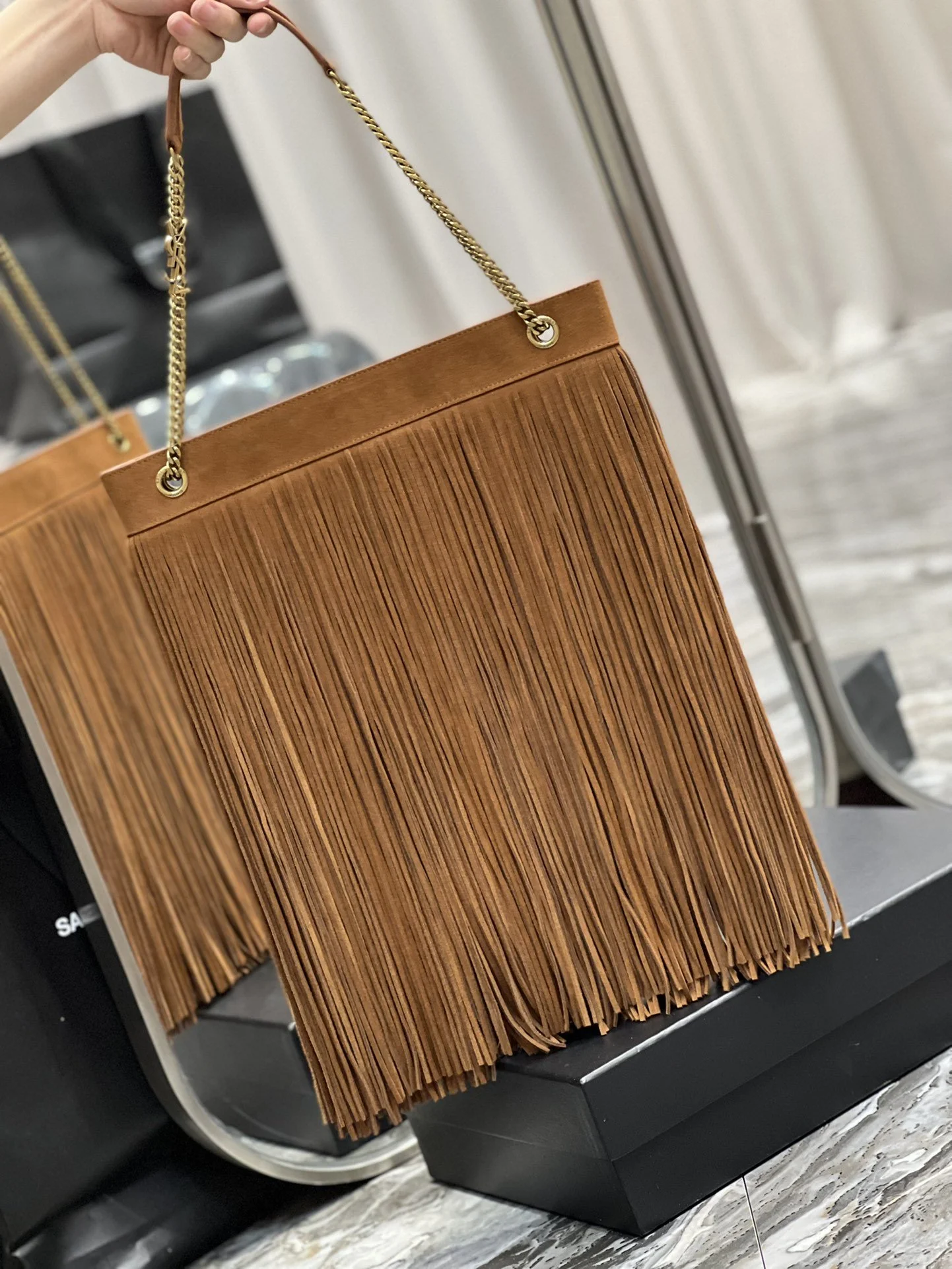 Saint Laurent Grace Ladies Tassel Brown For Women, Women’s Bags 13.8in/35cm YSL