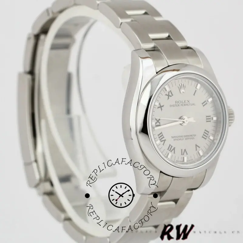 Rolex Oyster Perpetual 176200 Silver Roman Numeral Dial 26mm Lady Replica Watch