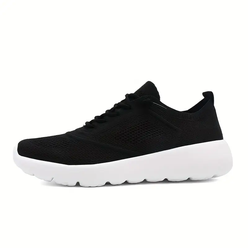 Breathable Knit – Black Sneakers with White Accents
