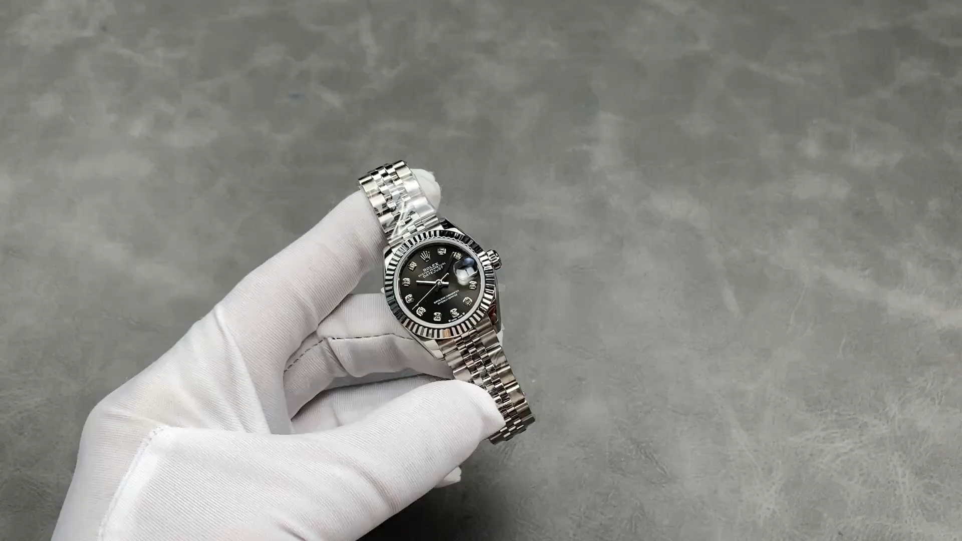 Rolex Datejust 279174 Stainless Steel Dark Grey Diamond Dial 28mm Lady Replica Watch