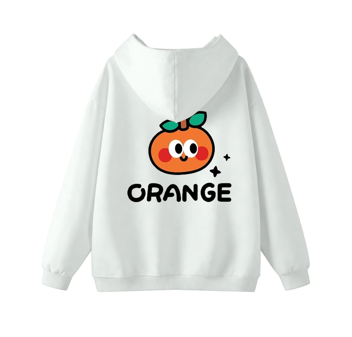 This adorable hooded sweatshirt features an orange print and is a casual pullover. Its stand-up collar design also makes it an ideal choice for winter wear.