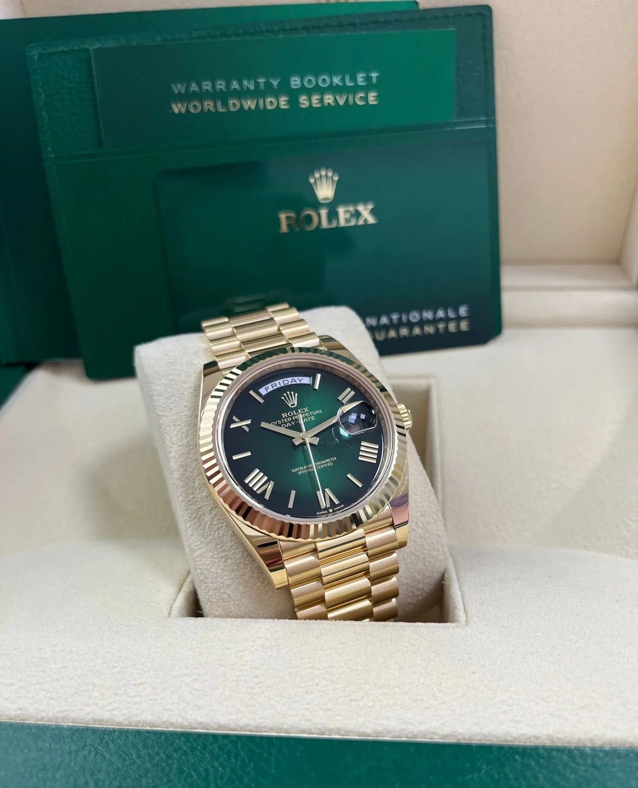 Rolex Day Date 40 Yellow Gold Green Ombre Dial M228238 00691