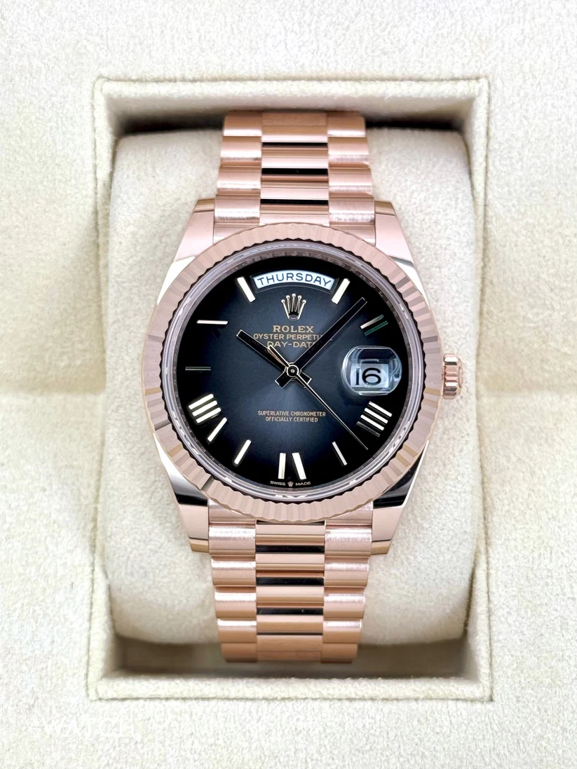 【Super Clone】RLX  Day-Date "President" 40mm Everose Gold Slate Roman Ombre "Smoke" Dial - 228235