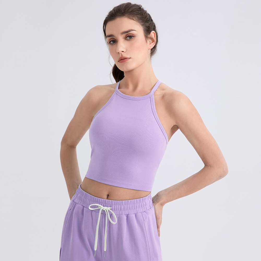 Women's yoga vest, tight-fitting sports bra with bra straps, padded bra, shockproof, breathable, suitable for running and fitness.