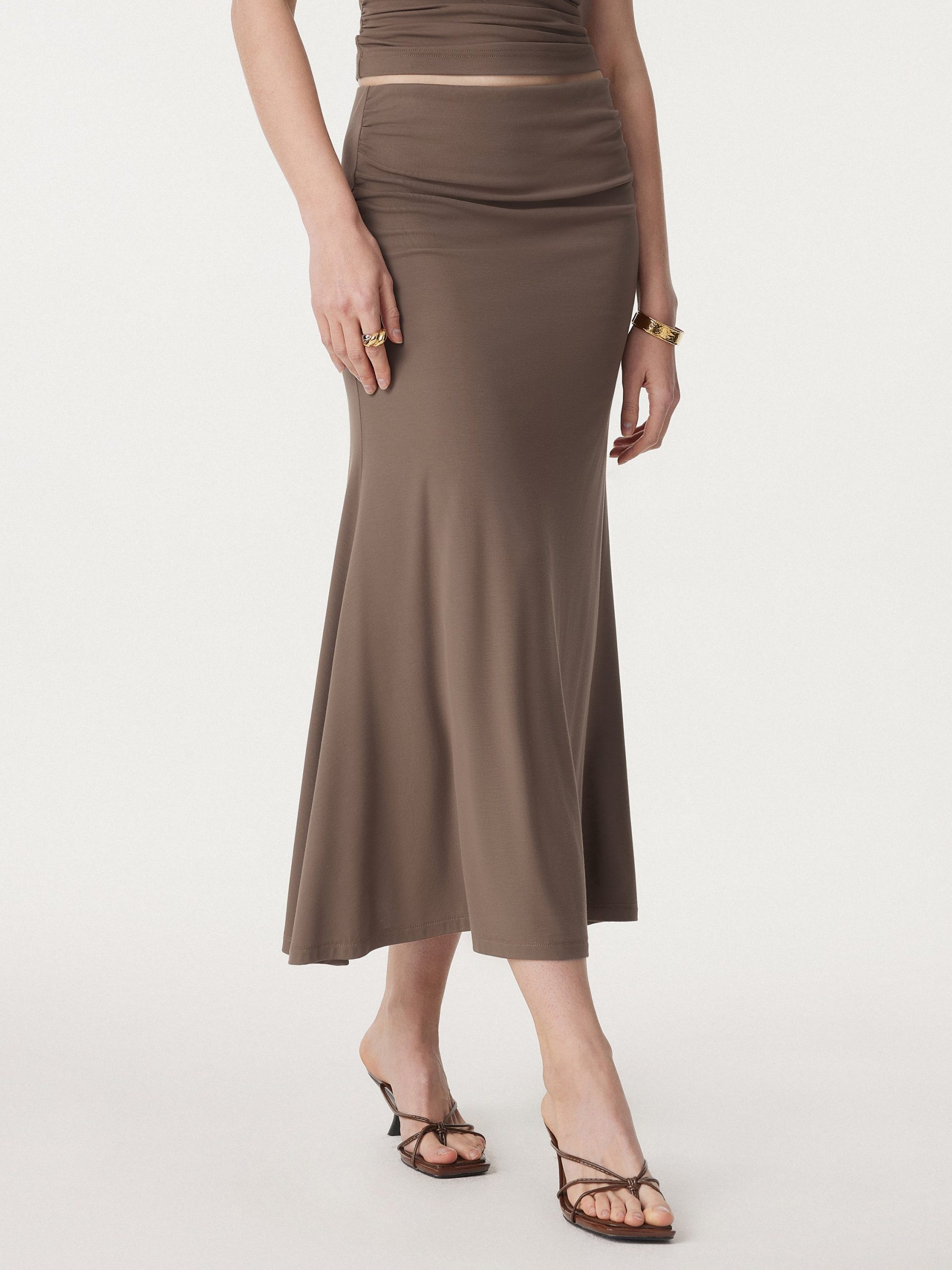 Classic Side Ruched Mermaid Maxi Skirt