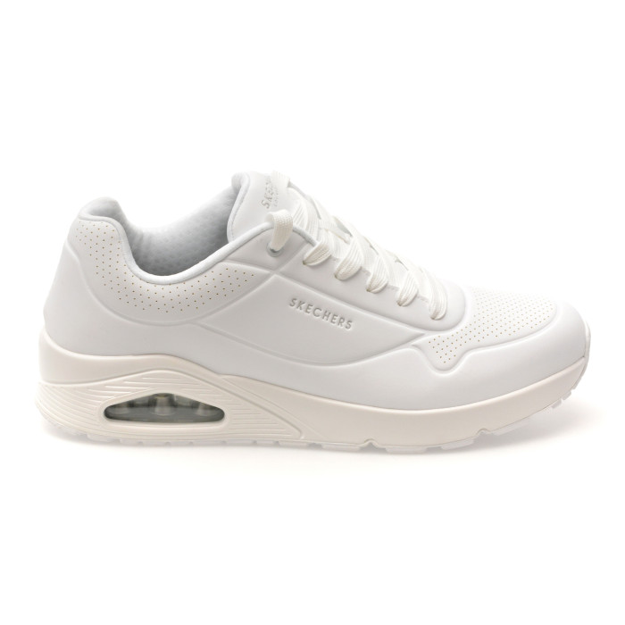 Pantofi sport SKECHERS albi, UNO, din piele ecologica