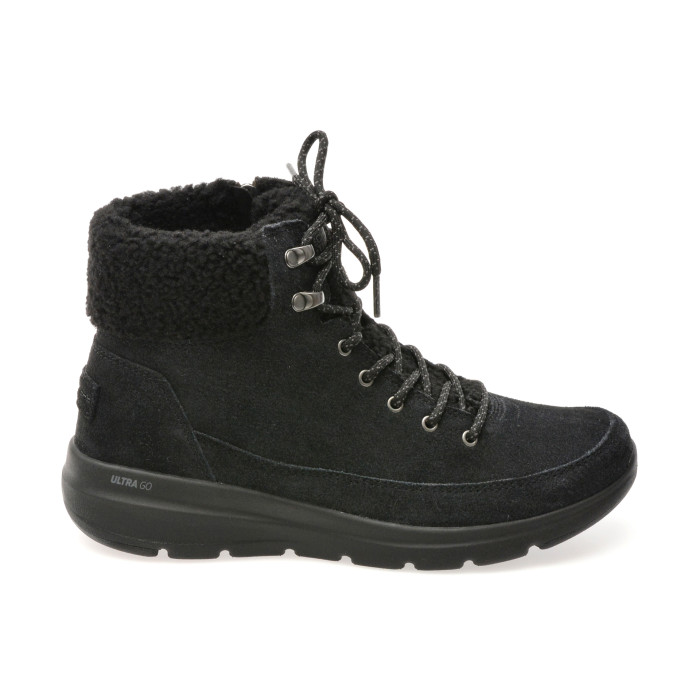 Ghete SKECHERS negre, GLACIAL ULTRA, din piele intoarsa