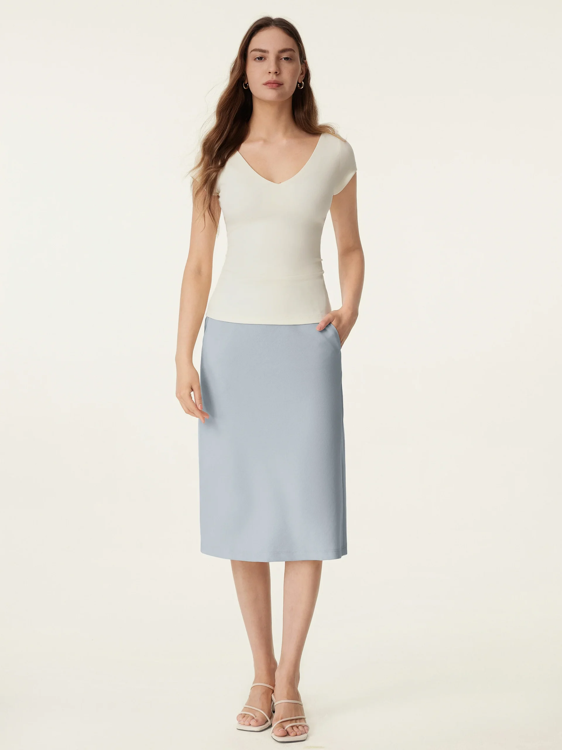 A-line Midi Skirt with Pockets