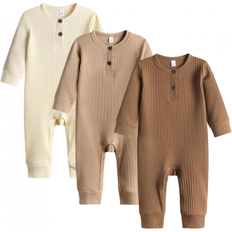 VAELIRAEL Baby Boy Girl 2/3 Pack Solid Romper