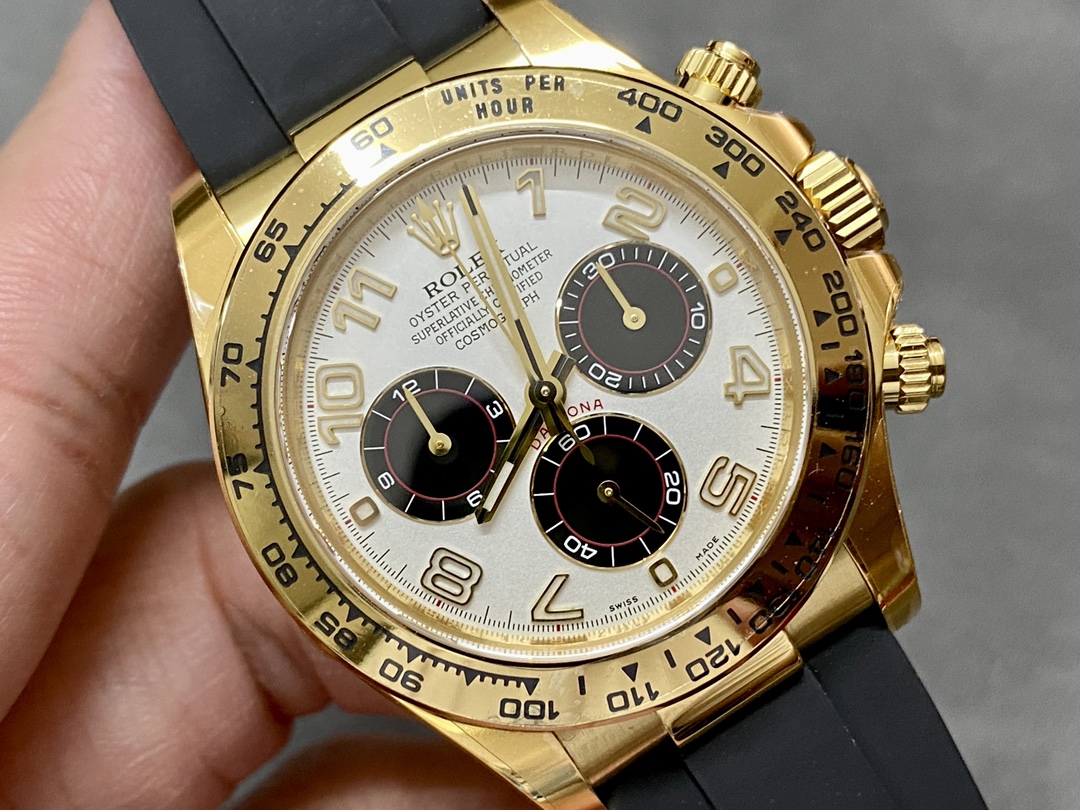 Rolex Cosmograph Daytona Yellow Gold Case Silver Dial 116518 Men's Watch