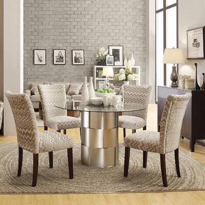 Cliburn 5 Piece Dining Set House of Hampton Upholstery: Gray/Ivory