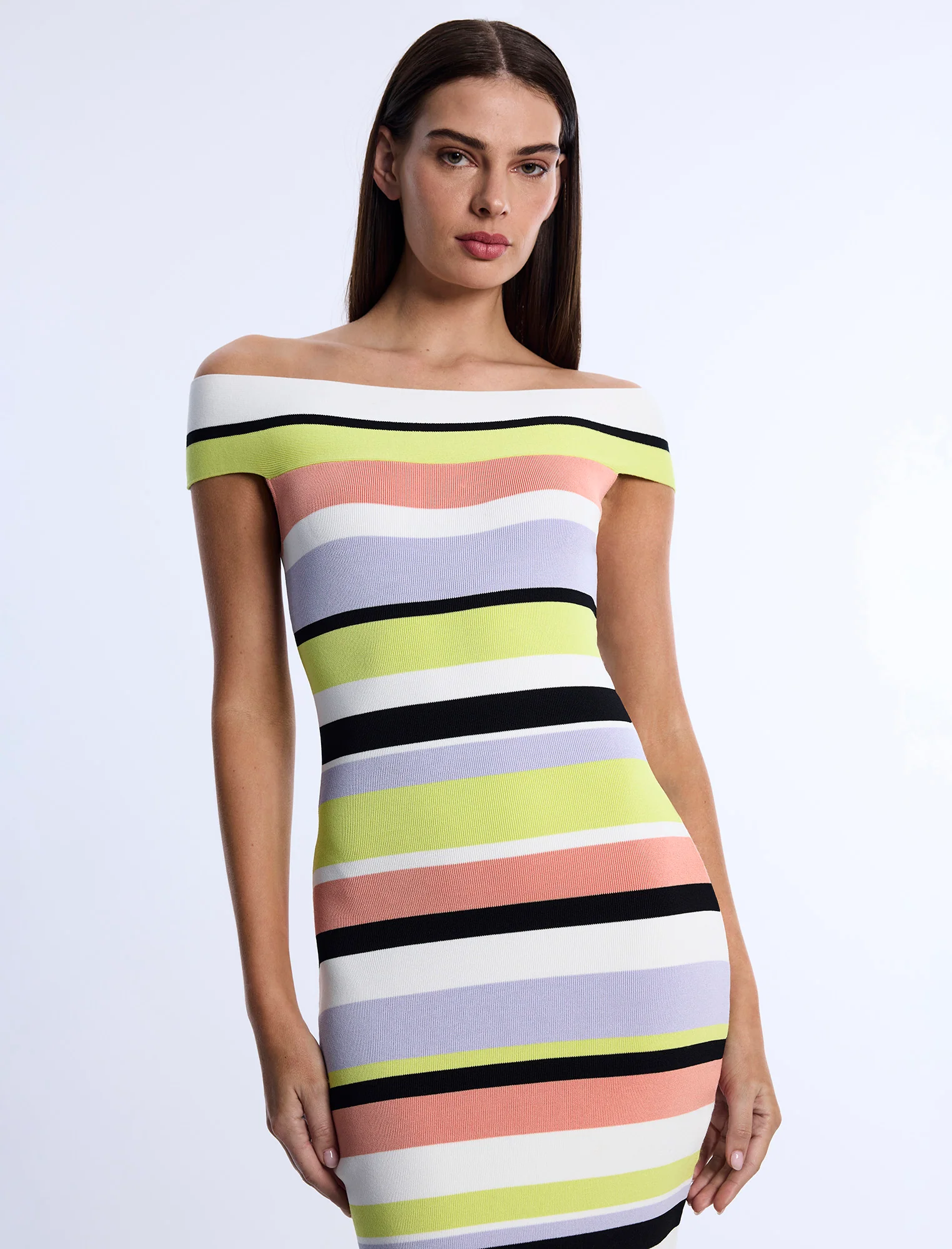 Stripe Knit Off-Shoulder Dress