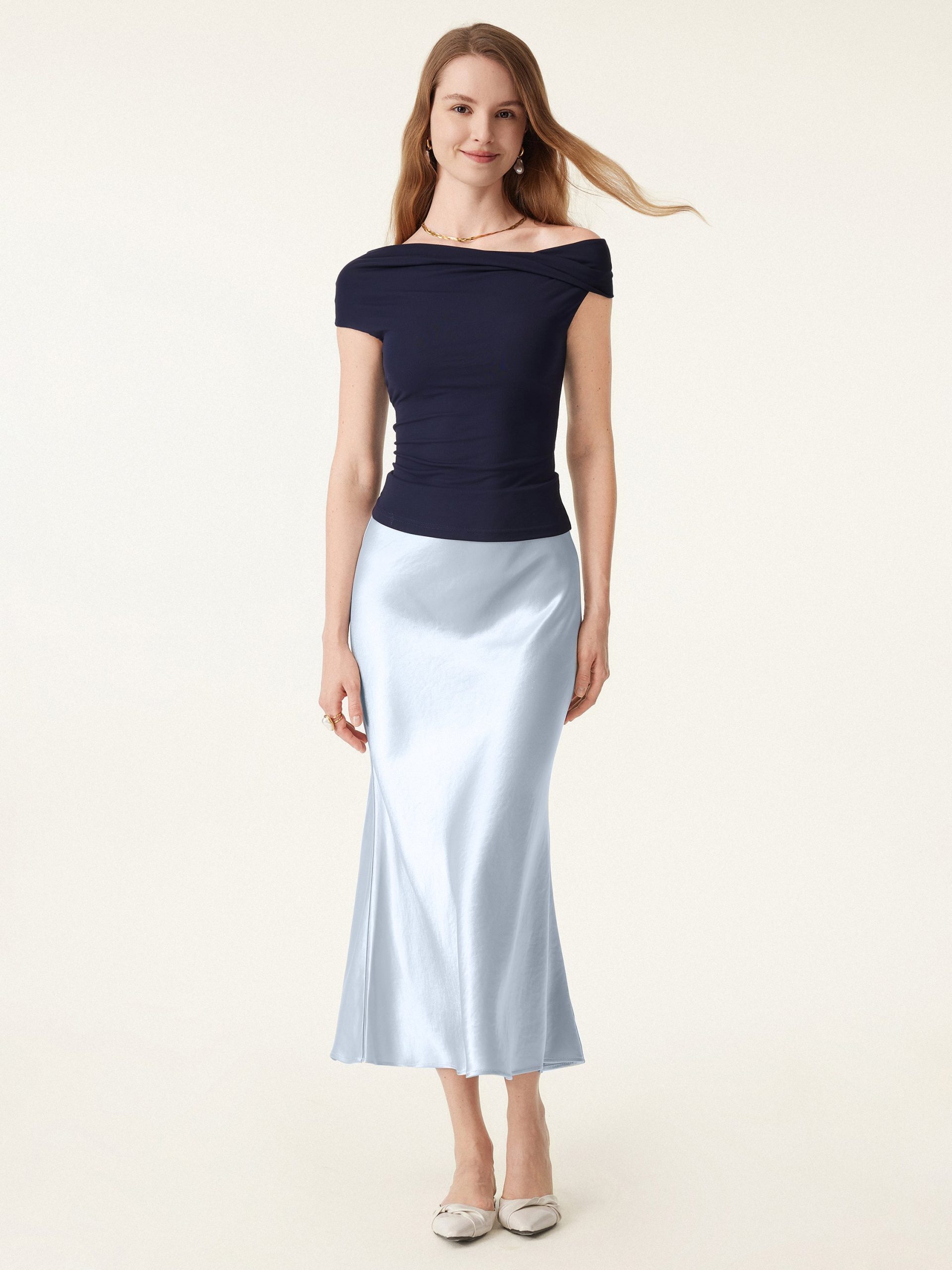 Silk-Like Bias-Cut Slip Skirt