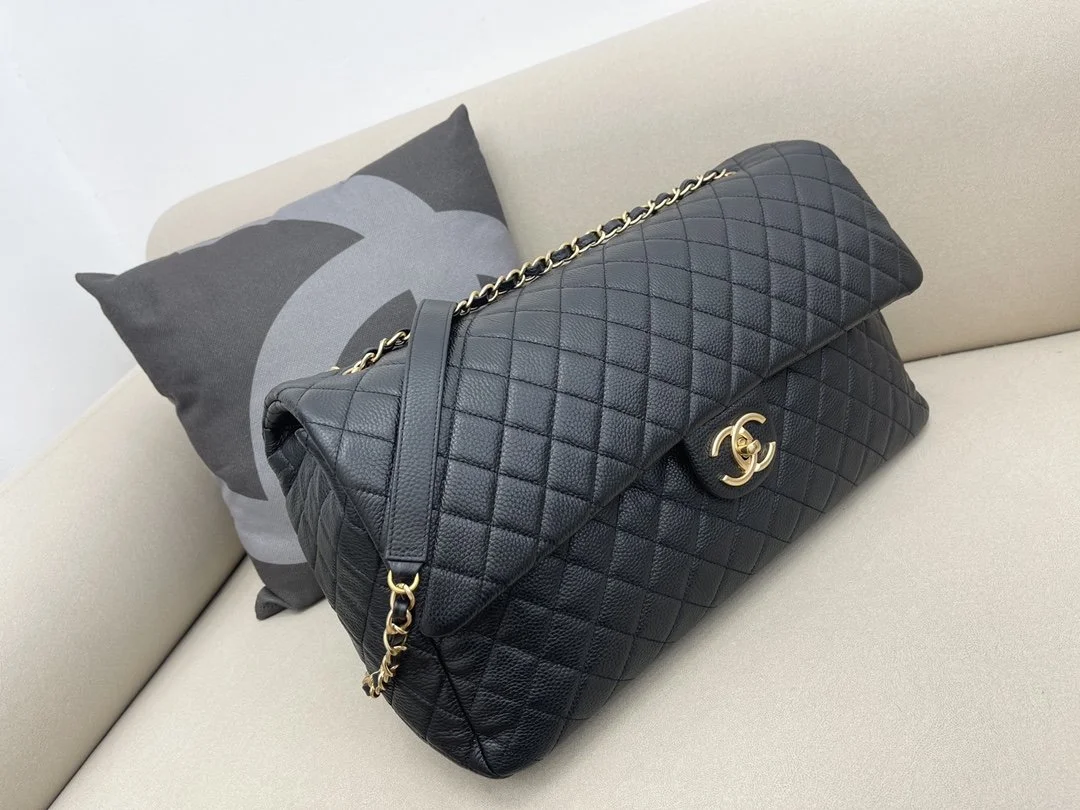 Chanel CoCo Luggage Gold Toned Hardware 46cm Black For Women