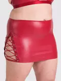 Lovehoney Plus Size Fierce Leather Look Lace-Up Red Skirt