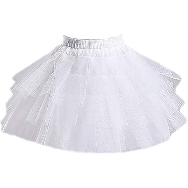 Kids White Mini 3 Layers Wedding Flower Girl Petticoat