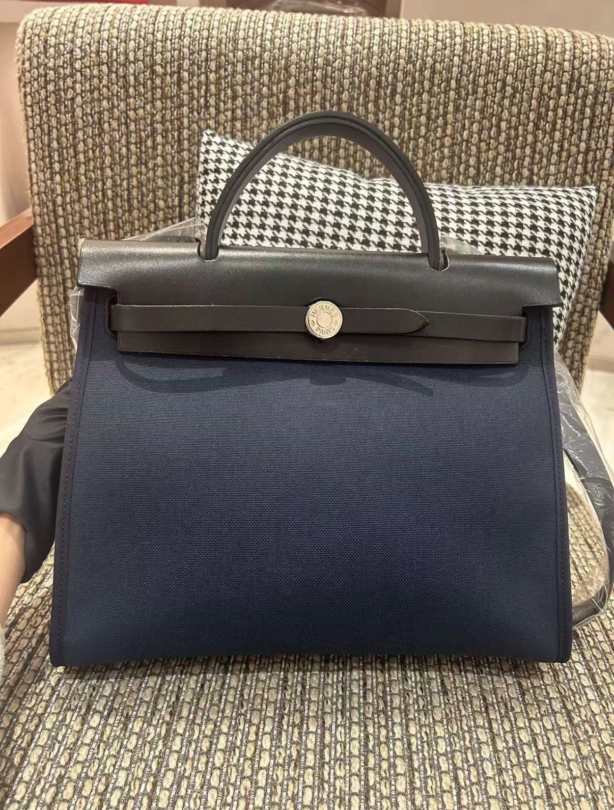 Herbag 31 blue black lid silver buckle handle Custom