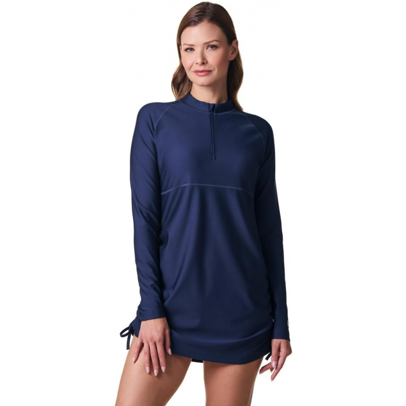 AURETOP Women's Ruche Long Sleeve Swim Shirt
