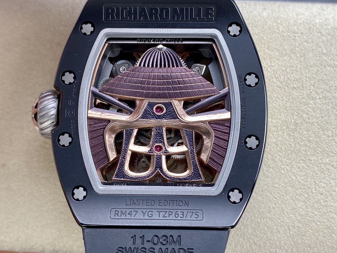 Richard Mille RM47 Edition Tourbillon Skeleton Black Ceramic Casing Watch