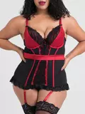 Lovehoney Plus Size Empress Red Satin and Lace Basque Set