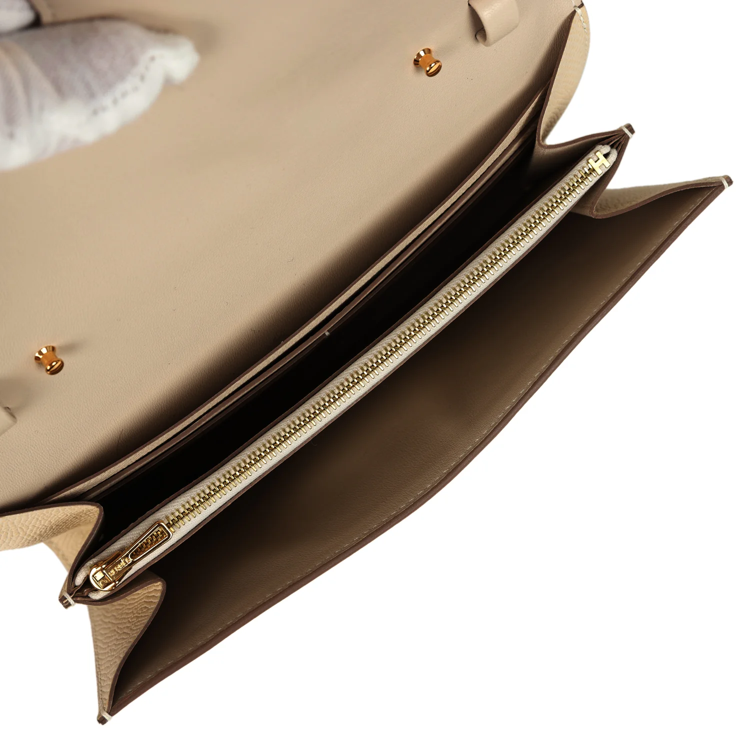 Hermes Constance To Go Wallet Craie Epsom Gold Hardware